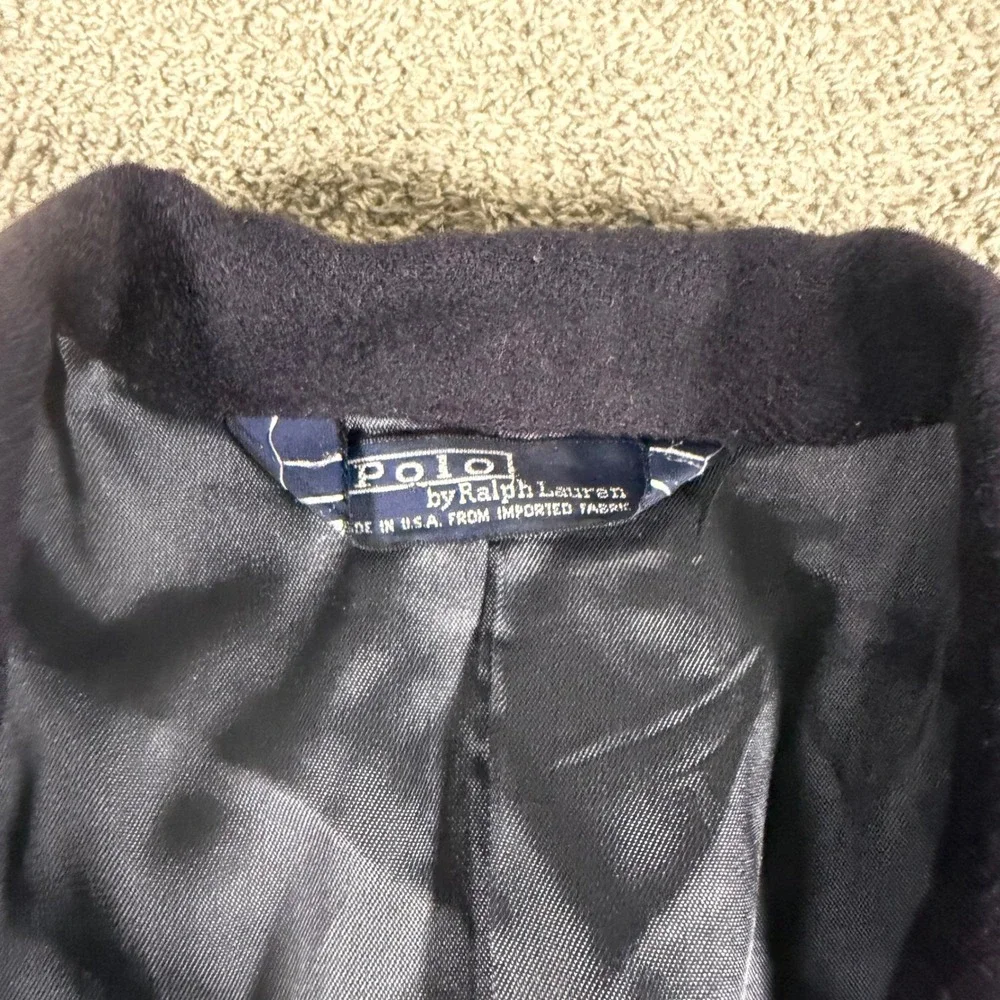 Polo Ralph Lauren Mens Navy Blue Wool Blazer Two Button Sport Coat Made in USA